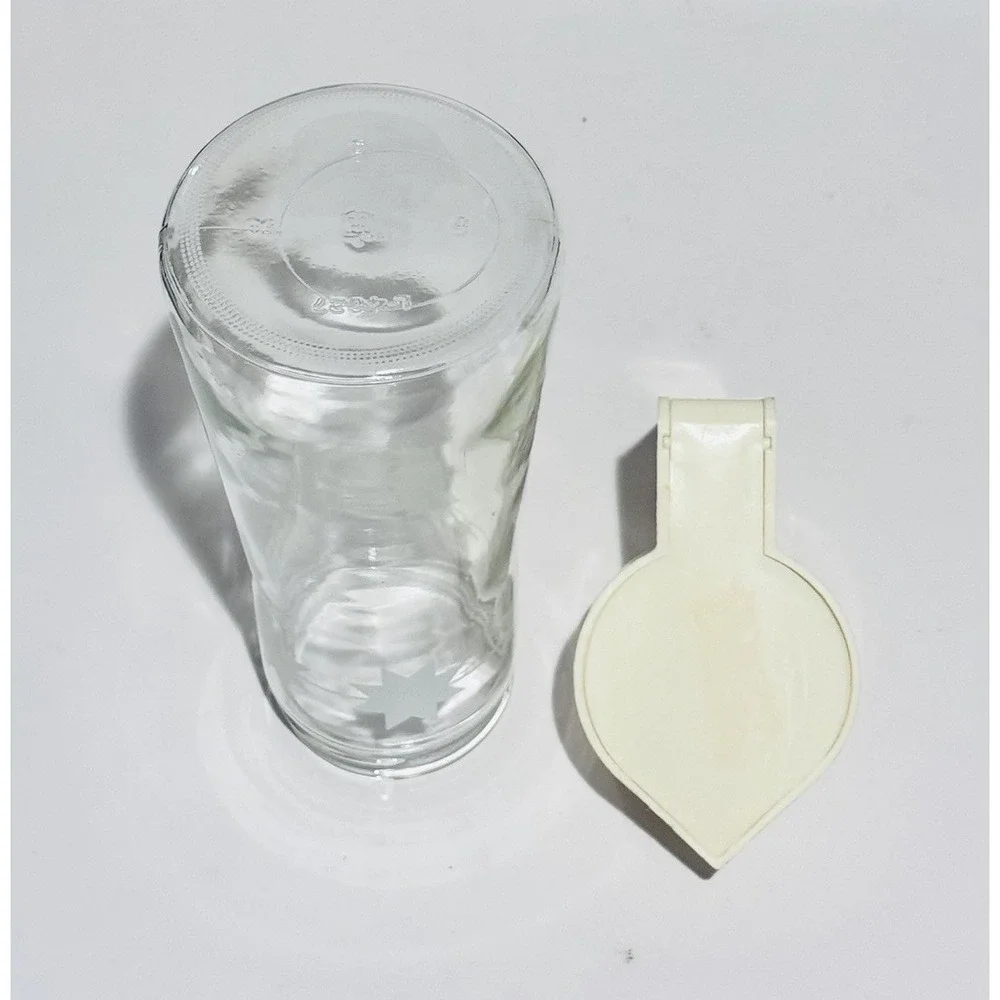 Vintage Anchor Hocking Tall Syrup Dispenser‎ Retro White Stars Lid Discoloration